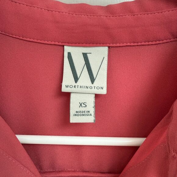 Worthington Sleeveless Button Up Collared Tank Top Coral Pink Women’s Size XS - Picture 2 of 4